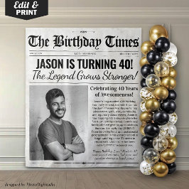 Tapiz Fondo del periódico personalizado Birthday con fot