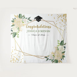 Tapiz Fondo dorado marfil floral moderno para graduación