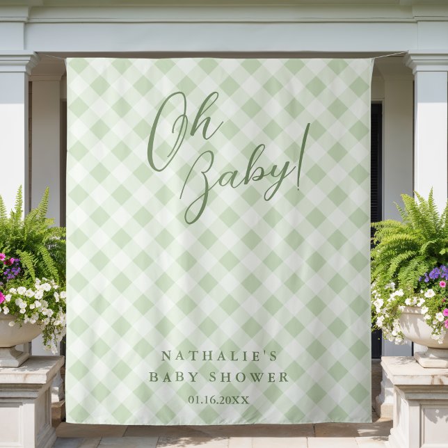Tapiz Fondo elegante de gingham verde salvia para baby s (Subido por el creador)
