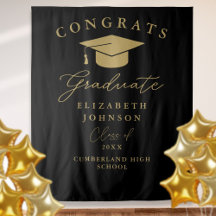 Fondo elegante negro y dorado para fotos de gradua
