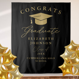Tapiz Fondo elegante negro y dorado para fotos de gradua