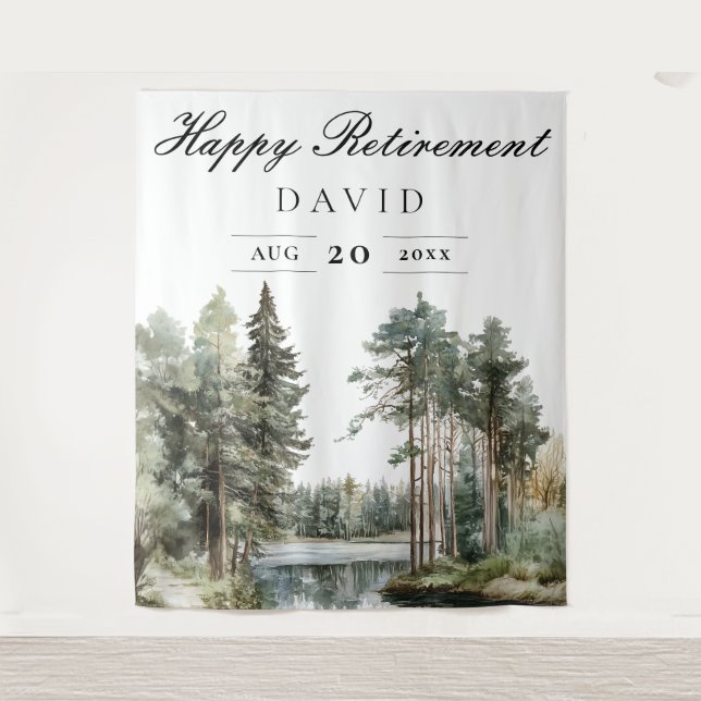 Tapiz Fondo Fiesta de retiro de bosque acuático (Anverso)