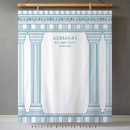 Tapiz Fondo Fiesta griego con templo azul