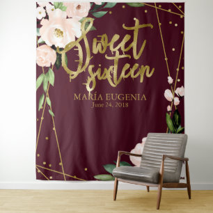 Tapiz Fondo floral de Borgona con toque rosado para Swee