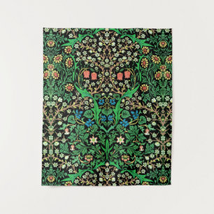 Tapiz Fondo floral de William Morris, negro jacobeo
