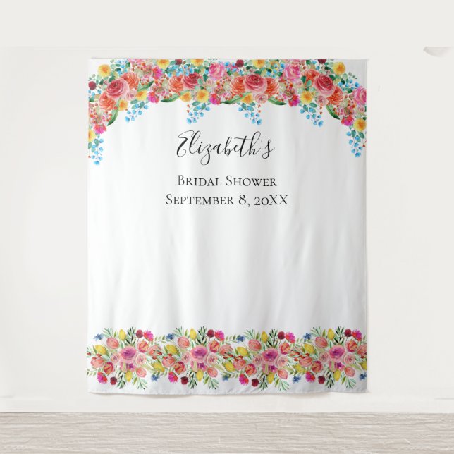 Tapiz Fondo floral para fotos Boda Ducha de Novia  (Anverso)