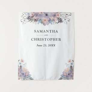 Tapiz Fondo fotográfico acuarela Boda morado floral