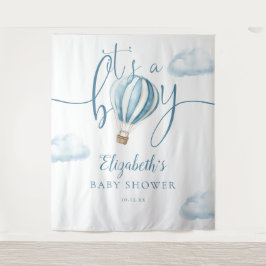 Tapiz Fondo fotográfico Baby Shower de Blue Hot Air Ball