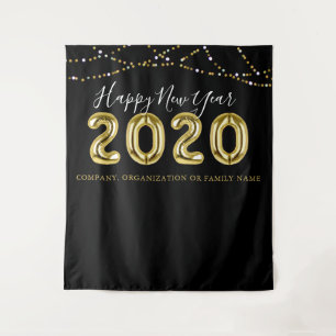 Tapiz Fondo fotográfico de Año Nuevo negro dorado modern