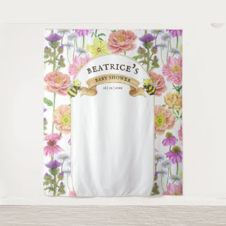 Tapiz Fondo fotográfico de Bee and Wildflower Baby Showe