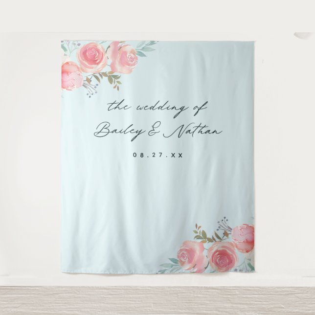 Tapiz Fondo fotográfico de Blue French Garden Wedding (Anverso)