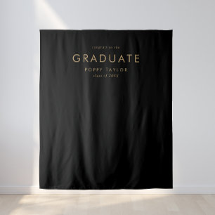 Tapiz Fondo fotográfico de graduación en negro y oro chi