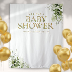 Tapiz Fondo fotográfico de Greenery Gold Baby Shower