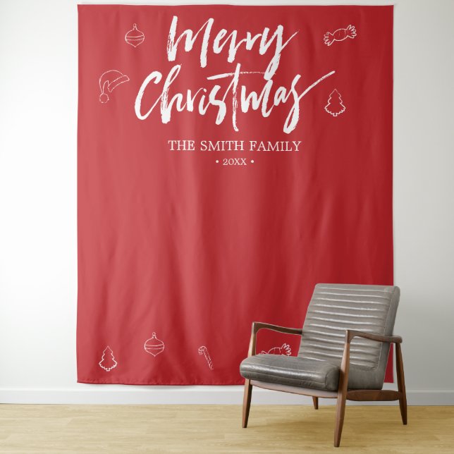 Tapiz Fondo fotográfico de Merry Christmas Booth Prop (In situ)