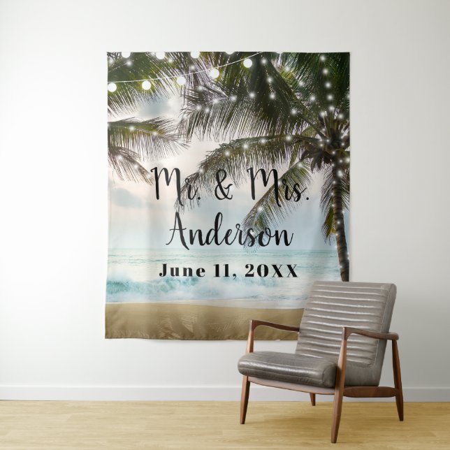 Tapiz Fondo Fotográfico de Playa Tropical con Palmeras (In situ)