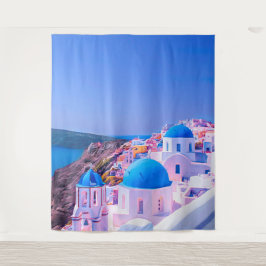 Tapiz Fondo fotográfico de Santorini Grecia Blue Island