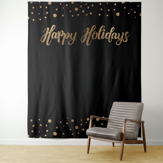Tapiz Fondo fotográfico de vacaciones de Navidades negro (In situ)