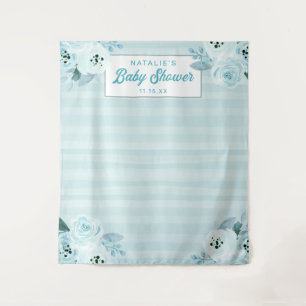 Tapiz Fondo fotográfico floral azul y acuático chic