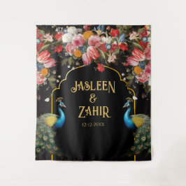 Tapiz Fondo fotográfico indio de Peacock Moody Floral