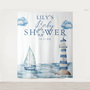 Tapiz Fondo fotográfico para baby shower de tema náutico
