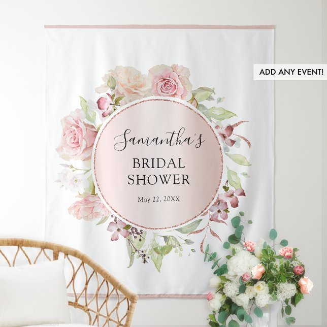 Tapiz Fondo Fotográfico para Bridal Shower con Flores Ro (Subido por el creador)