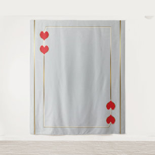 Tapiz Fondo Fotográfico Tarjeta Dorada Corazones Rojos