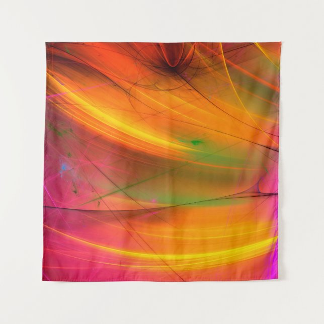 Tapiz fondo fractal abstracto amarillo 3d representación (Anverso)