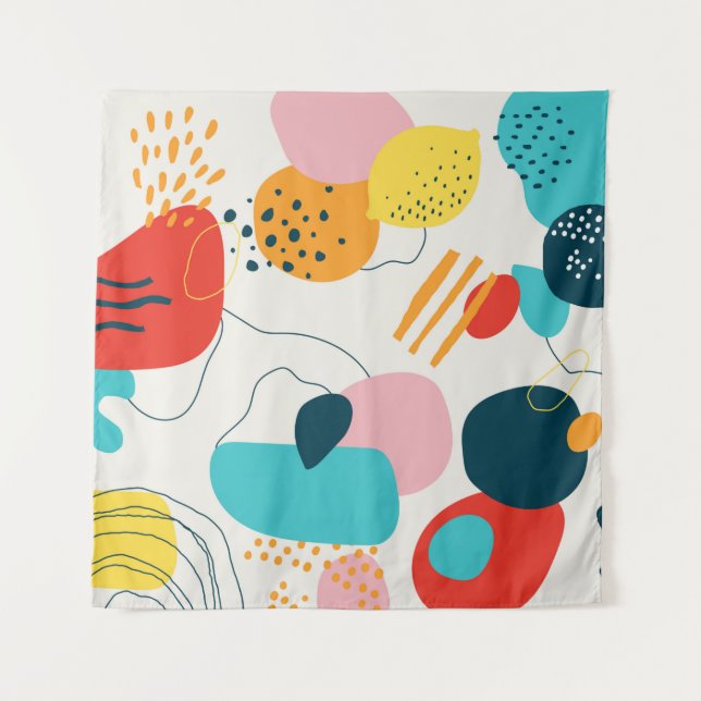 Tapiz Fondo garabato moderno. Doodl geométrico de moda (Anverso)
