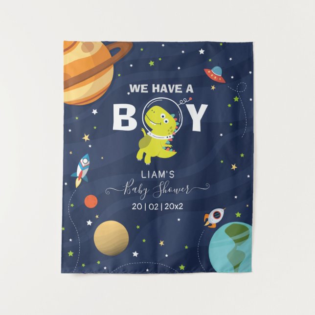 Tapiz Fondo genial de dinosaurio espacial (Anverso)