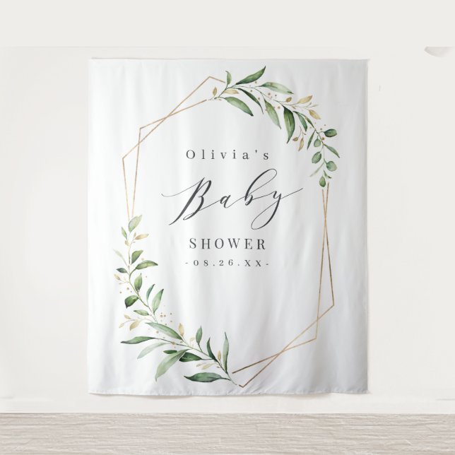 Tapiz Fondo geométrico de vegetación para foto de baby s (Anverso)