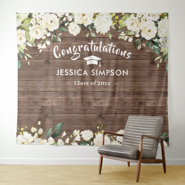 Tapiz Fondo Grad de Foto de Flores Blancas Eucalipto (In situ (horizontal))