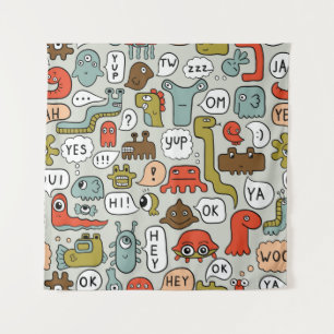 Tapiz fondo inquebrantable con monstruos adorables perso