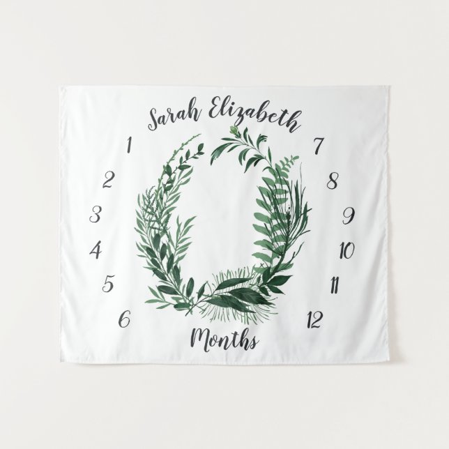 Tapiz Fondo mensual para fotos de bebé en bosque salvaje (Anverso (horizontal))