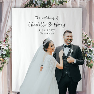 Tapiz Fondo minimalista de fotografía Boda blanco y negr