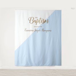 Tapiz Fondo moderno de bautizo de bebé niño azul