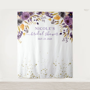 Tapiz Fondo morado floral n dorado de ducha