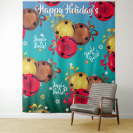 Tapiz Fondo Navideño de Campanas de Trineo