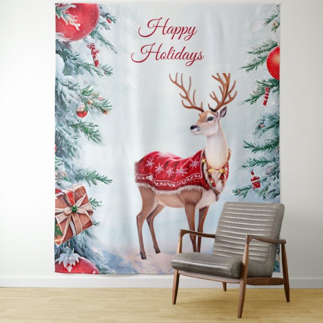 Tapiz Fondo Navideño de Reno (In situ)