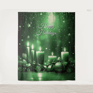 Tapiz Fondo Navideño de Velas Verdes