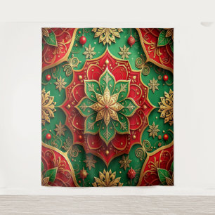 Tapiz Fondo Navideño Decorativo Rojo Verde