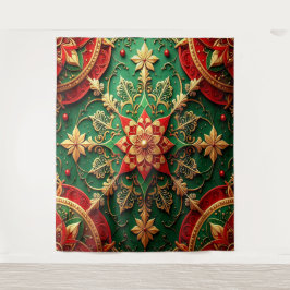 Tapiz Fondo Navideño Verde Rojo Decorativo