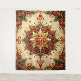 Tapiz Fondo Navideño Verde Rojo Decorativo