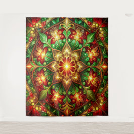Tapiz Fondo Navideño Verde Rojo Decorativo
