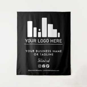 Tapiz Fondo negro con logotipo grande y redes sociales