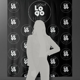 Tapiz Fondo negro de fotomatón de Logo Step and Repeat