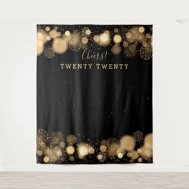 Tapiz Fondo Nochevieja Gold Winter Wonderland (Anverso)