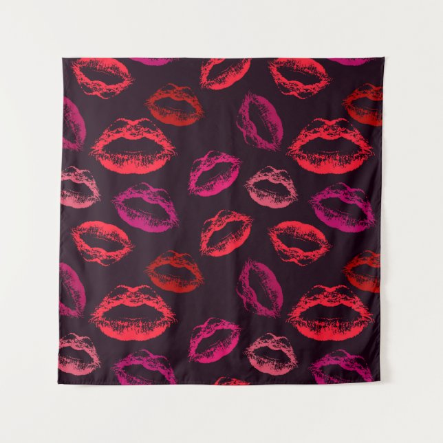Tapiz Fondo oscuro con patrón de besos (Anverso)