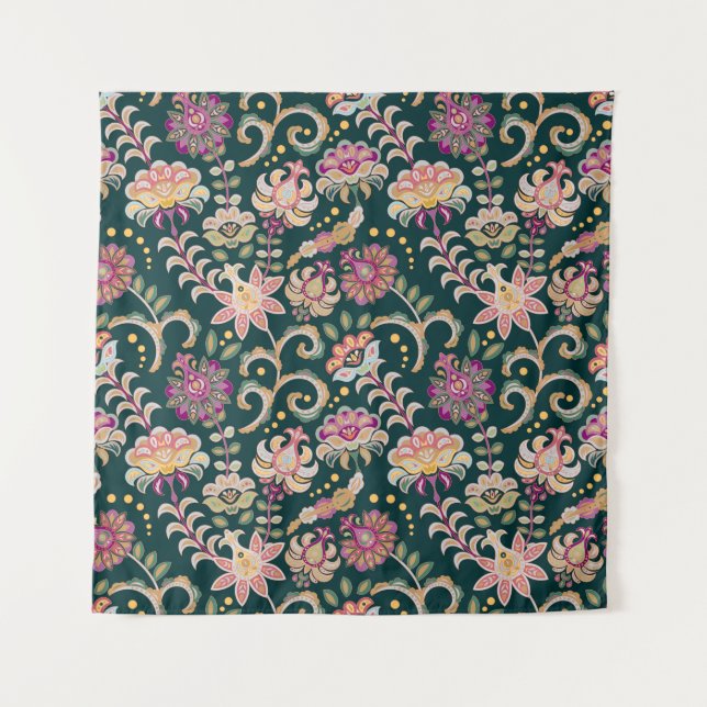 Tapiz Fondo Oscuro Rosa Floral Sin Precedentes (Anverso)