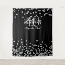 Fondo para 40 cumpleaños con confeti plateado y ne