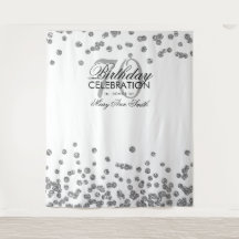 Fondo para 70 cumpleaños con confeti plateado y bl